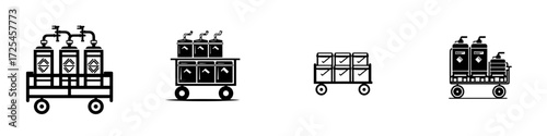A simple, yet versatile, black and white illustration of a four-wheeled utility cart is depicted in the Black and White Utility Cart, ideal for showcasing organization, logistics, or warehouse
