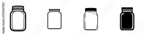 The Glass Jar Icon is a minimalist representation of a glass jar with a lid, ideal for incorporation into web design, app design, or product branding