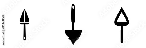 A minimalist icon design featuring a palette knife and a separate blade, resting on a small stand, perfect for artistic or culinary contexts, is represented by the Palette Knife and Blade Icon