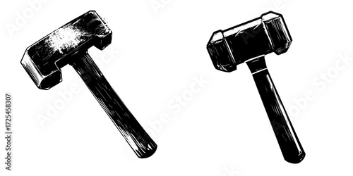 A simple yet bold black and white illustration of a claw hammer is presented in the Claw Hammer Icon, suitable for construction, DIY, and tool-related applications