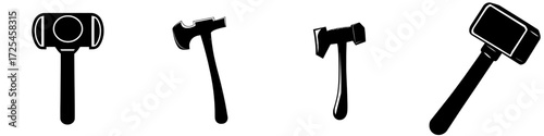 The Claw Hammer Icon is a modern black and white illustration that is simple yet effective, ideal for DIY, construction, and handyman projects, and features a clean design suitable for websites and