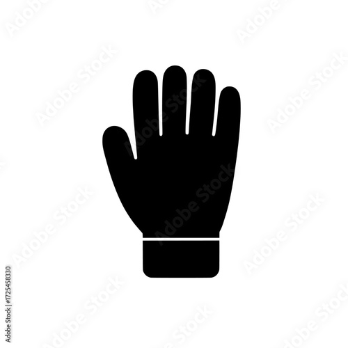 The Warm Winter Mittens Icon is a simple, bold black representation of a pair of cozy mittens on a transparent background, perfect for cold weather and ideal for use in web design, app icons, or