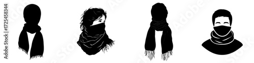 The Winter Scarf Icon is a simple yet stylish black icon featuring a winter scarf with fringed edges, ideal for website design, app interfaces, or any winter-themed project
