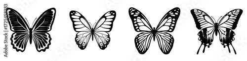 An illustration in a vintage style depicts a gothic butterfly