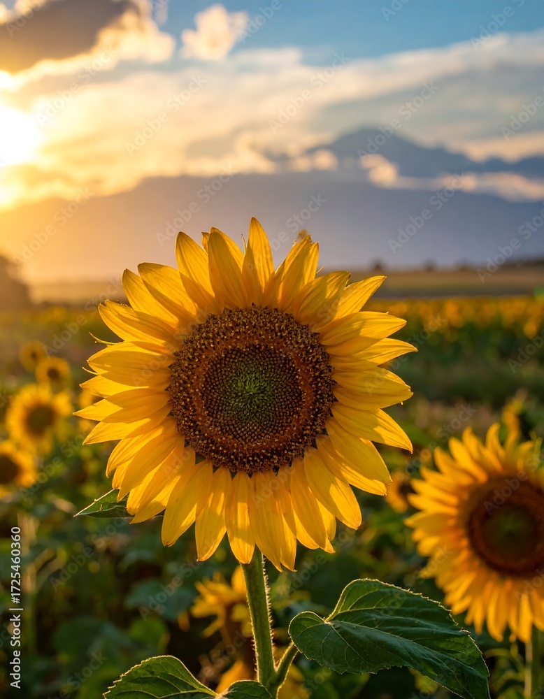 Obraz premium Sunflower field at sunset (2)