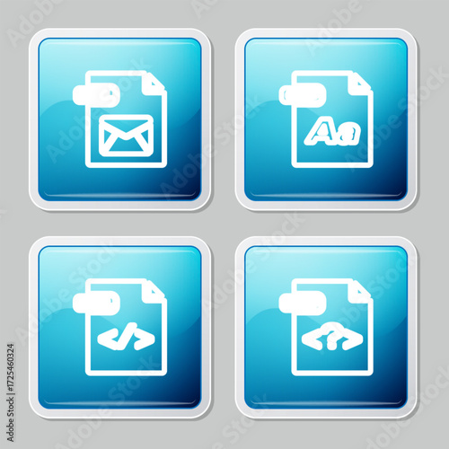 Set line EML file document, OTF, HTML and PHP icon. Vector