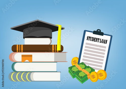 Education student loan, University and tuition fee, Vector illustration
