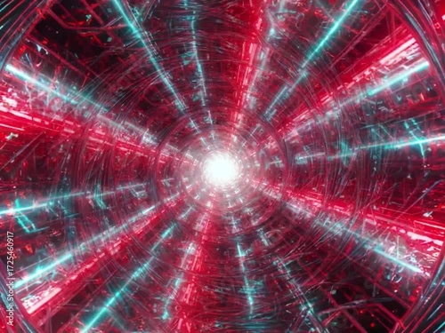 Futuristic neon tunnel loop animation with glowing lights and cyberpunk vibe. Perfect for VJ loops, motion graphics, music visuals, and digital backgrounds.