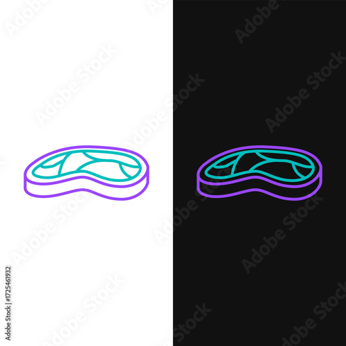 Line Steak meat icon isolated on white and black background. Colorful outline concept. Vector