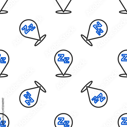 Line Sleepy icon isolated seamless pattern on white background. Sleepy zzz black talk bubble. Colorful outline concept. Vector