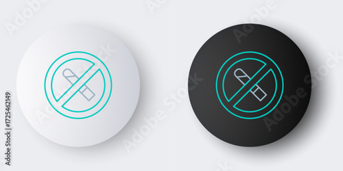 Line No Smoking icon isolated on grey background. Cigarette symbol. Colorful outline concept. Vector