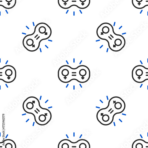 Line Gender equality icon isolated seamless pattern on white background. Equal pay and opportunity business concept. Colorful outline concept. Vector