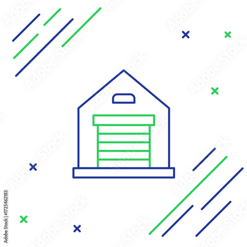 Line Warehouse icon isolated on white background. Colorful outline concept. Vector