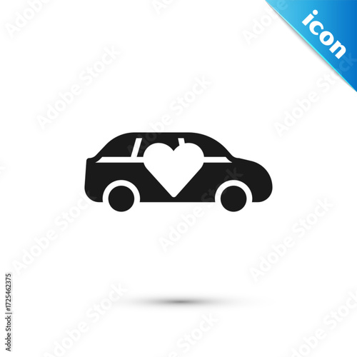 Grey Luxury limousine car icon isolated on white background. For world premiere celebrities and guests poster. Vector
