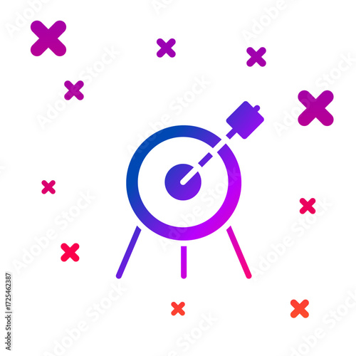 Color Target sport icon isolated on white background. Clean target with numbers for shooting range or shooting. Gradient random dynamic shapes. Vector