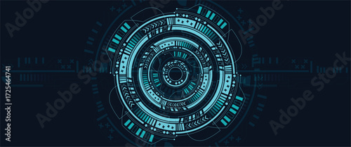 Mysterious glowing neon circular symbol with inner rings and subtle floral elements futuristic abstract design vector