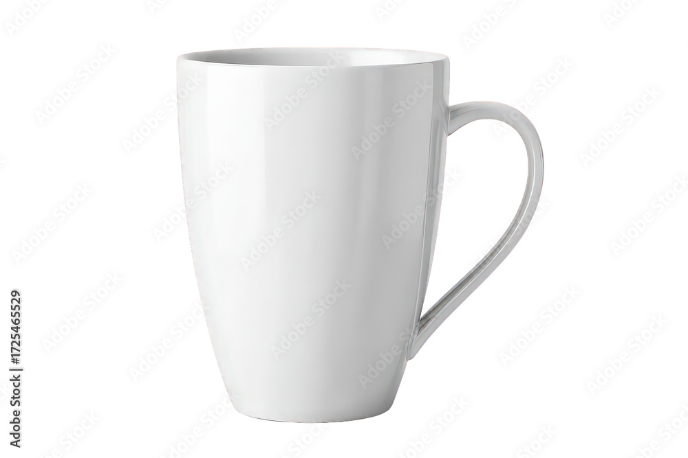 Obraz premium White Ceramic Mug with Handle on Transparent Background