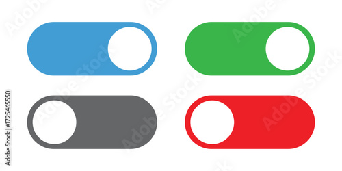 Vector art of set of colorful toggle switch buttons