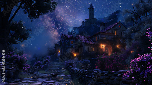 A mesmerizing 3D starry night scene with animated glowing stars, creating a dreamy celestial atmosphere perfect for fantasy, space, or relaxation themes.  
