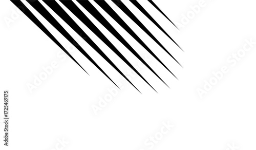 Linear Abstraction: A visually arresting study in contrasting shades, utilizing meticulously arranged black lines on an empty space to create a dynamic sense of depth and curvature.