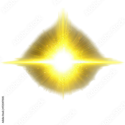Bright Golden Light Burst on Transparent Background