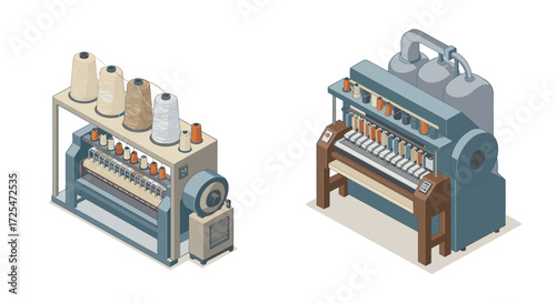 Isometric textile machines for garment production and yarn processing