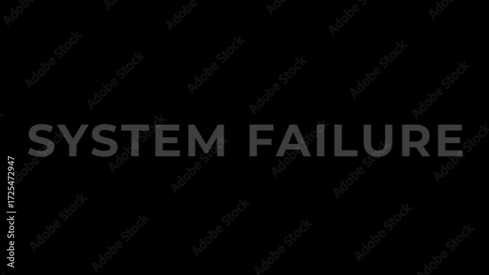 System Failure Warning Message with RGB Glitch Effect on Transparent ...