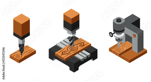 Isometric cnc machines crafting wood with precision