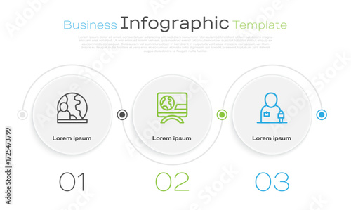 Set line World news, Breaking and Journalist. Business infographic template. Vector