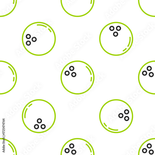 Line Bowling ball icon isolated seamless pattern on white background. Sport equipment. Vector