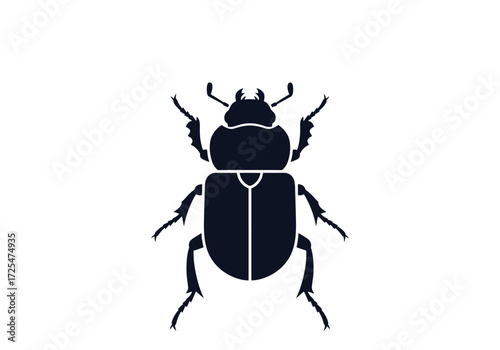 A dark silhouette of a beetle with its wings closed.