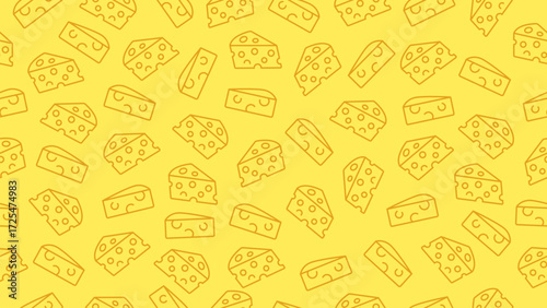 Cheese pattern background. Seamless motif of cheese doodle. Hand drawn cheese wallpaper