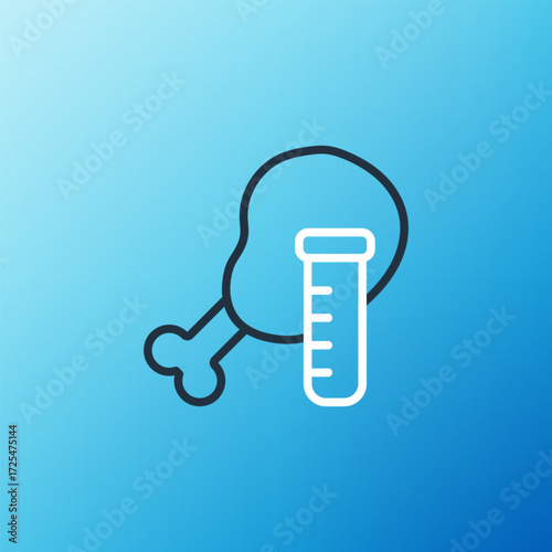 Line Genetically modified chicken icon isolated on blue background. Syringe being injected to chicken. Colorful outline concept. Vector