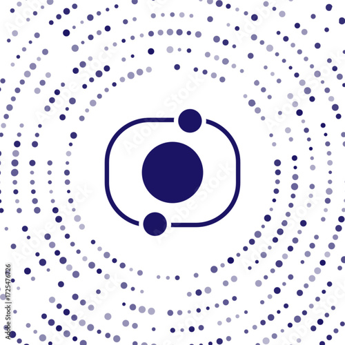 Blue Solar system icon isolated on white background. The planets revolve around the star. Abstract circle random dots. Vector
