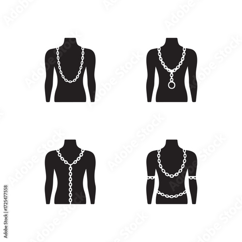 Body Chain Solid Icon Collection Set