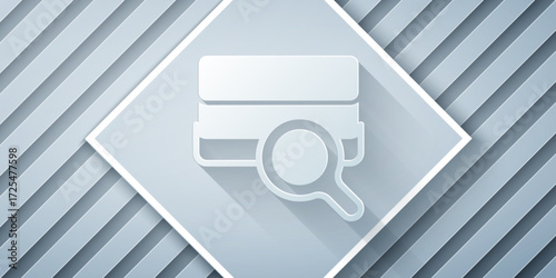 Paper cut Agricultural soil test and results icon isolated on grey background. Digital soil analysis. Paper art style. Vector