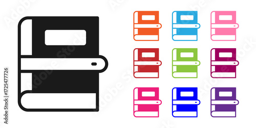 Black Book icon isolated on white background. Set icons colorful. Vector