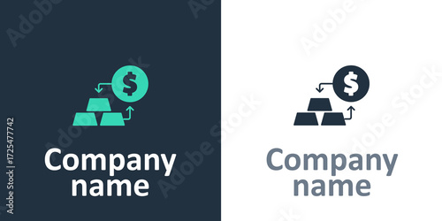 Logotype Gold exchange money icon isolated on white background. Money changer. Logo design template element. Vector