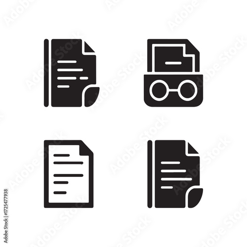 Document Holder Solid Stationery Icon Bundle