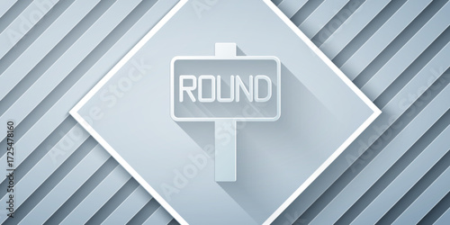 Paper cut Boxing ring board icon isolated on grey background. Paper art style. Vector