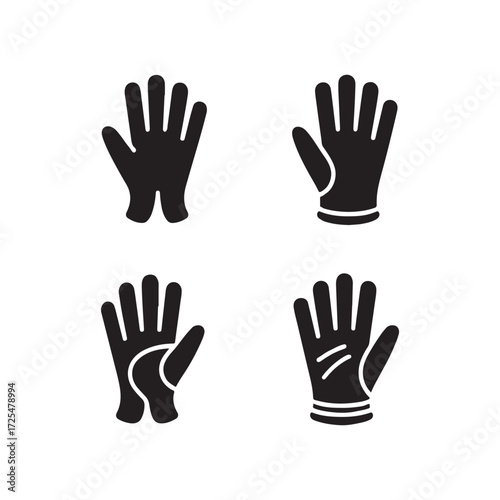 Leather Gloves Solid Fashion Icon Set