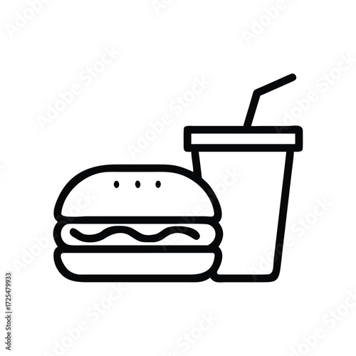 Burger and Drink Fast Food Combo Icon

