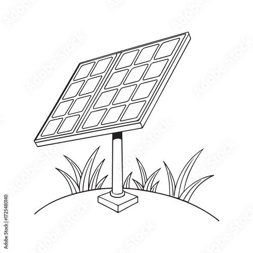 Isolated photovoltaic solar panel on a blue background generates green and clean alternative energy