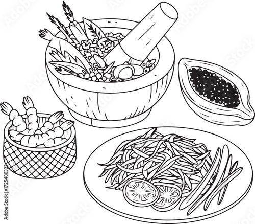 Hand drawn vector illustration set of various spices and food elements