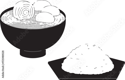 Vanilla ice cream in a cup and glass vector illustration