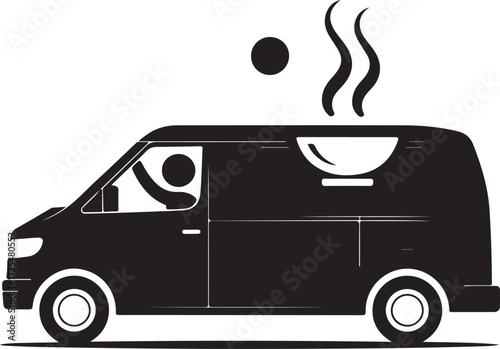 Vector illustration of a coffee cup bus and coffee machine