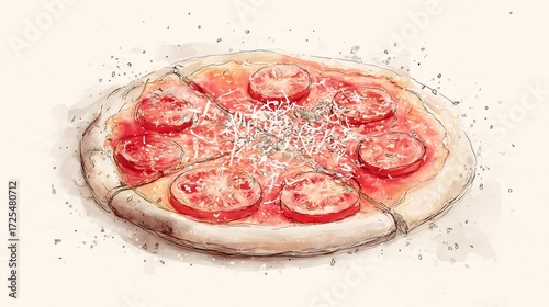 Minimalist Vintage Pizza Cosacca Watercolor