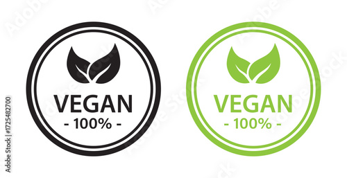 Organic vegan product icon for natural ingredients. Green leaf stamp sign. Vector illustration