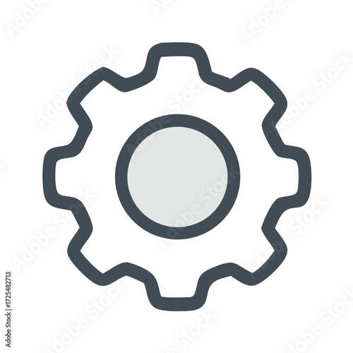 Vector outline gear icon representing settings, configuration, or system preferences. Ideal for apps, websites, software, technology, UI/UX, and digital tools