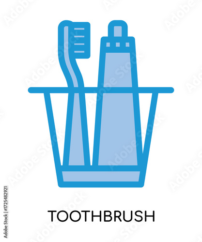 Dental toothbrush medical flat glyph illustration